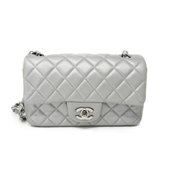 Authentic Chanel Classic Flap Mini Rectangle Silver - Picture 1 of 9